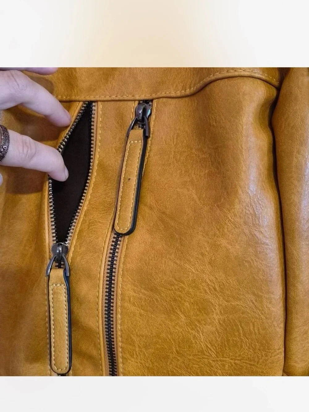 Women's Mustard Faux Leather Backpack - Chic Everyday Carry